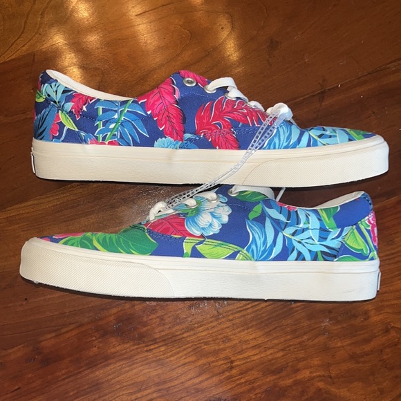 Polo Ralph Lauren Keaton Pony Floral Men's Canvas Low Top Shoes Sneakers - Picture 4 of 7